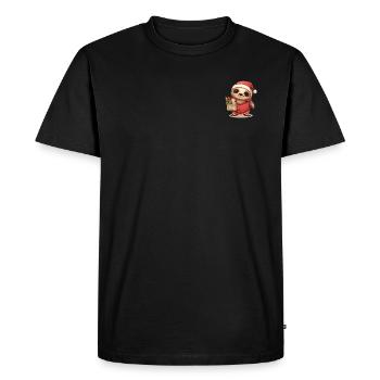 Un paresseux mignon avec un chapeau de Noël - T-shirt Premium bio Homme - noir - Devant - Nico (187cm)