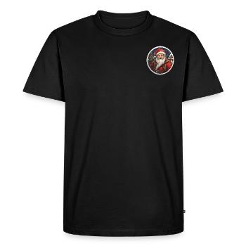 Logo du Père Noël rond - T-shirt Premium bio Homme - noir - Devant - Nico (187cm)