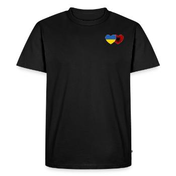Ukraine Albanie Drapeau du cœur - T-shirt Premium bio Homme - noir - Devant - Nico (187cm)
