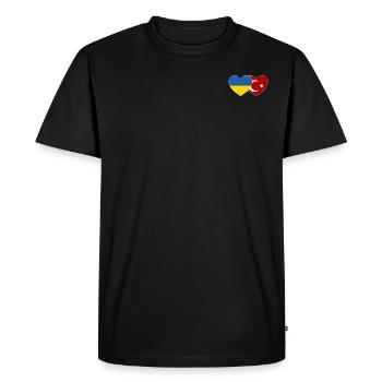 Drapeau de l’Ukraine et de la Turquie - T-shirt Premium bio Homme - noir - Devant - Nico (187cm)