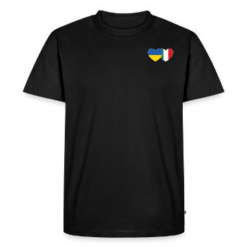 Ukraine Italie Drapeau du cœur - T-shirt Premium bio Homme - noir - Devant - Nico (187cm)