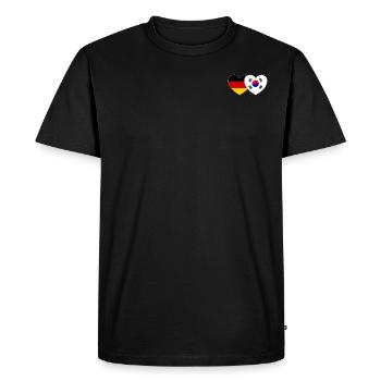 Allemagne Corée du Sud Drapeau Coeur - T-shirt Premium bio Homme - noir - Devant - Nico (187cm)