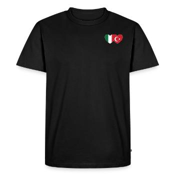 Italie Turquie Drapeau Coeur - T-shirt Premium bio Homme - noir - Devant - Nico (187cm)