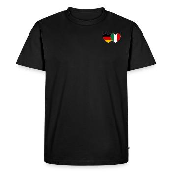 Allemagne Italie Drapeau Cœur - T-shirt Premium bio Homme - noir - Devant - Nico (187cm)