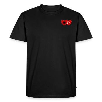 Albania Turkey Flag Heart - Men's Premium Organic T-Shirt - black - Front - Nico (187cm)