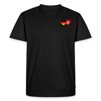 Germany Tunisia Flag Heart - Men's Premium Organic T-Shirt - black - Front - Nico (187cm)
