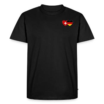 Suisse Allemagne Drapeau Cœur - T-shirt Premium bio Homme - noir - Devant - Nico (187cm)
