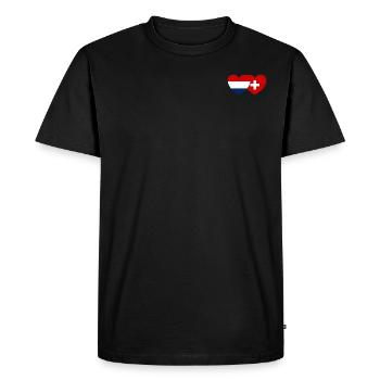 Suisse Hollande Drapeau Coeur - T-shirt Premium bio Homme - noir - Devant - Nico (187cm)