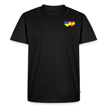 Ukraine Espagne Drapeau Cœur - T-shirt Premium bio Homme - noir - Devant - Nico (187cm)