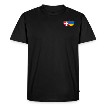 Danemark Ukraine Flag Heart - T-shirt Premium bio Homme - noir - Devant - Nico (187cm)