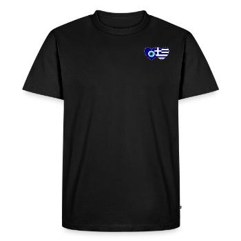 Drapeau de la Grèce Porte-bonheur Nazar Perle - T-shirt Premium bio Homme - noir - Devant - Nico (187cm)