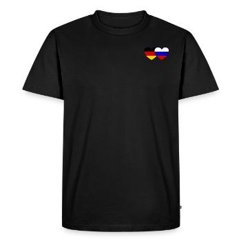 Allemagne Russie Drapeau Cœur - T-shirt Premium bio Homme - noir - Devant - Nico (187cm)