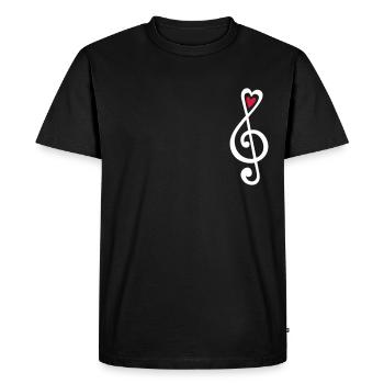 Music, heart notes, classic, treble clef, violin - Men's Premium Organic T-Shirt - black - Front - Nico (187cm)