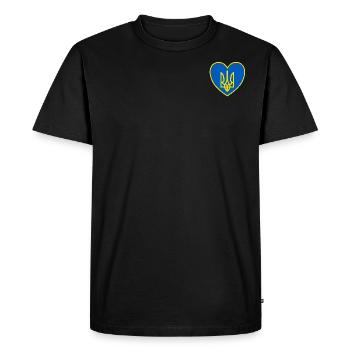 Ukraine Armoiries Coeur - T-shirt Premium bio Homme - noir - Devant - Nico (187cm)