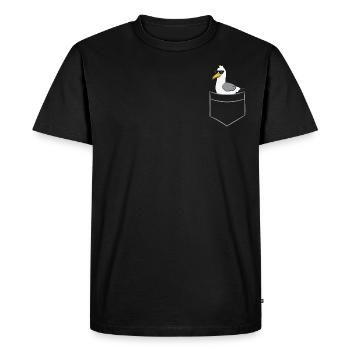 Seagull - In chest pocket / shirt pocket - Men's Premium Organic T-Shirt - black - Front - Nico (187cm)