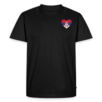 Cœur de drapeau de la Serbie - T-shirt Premium bio Homme - noir - Devant - Nico (187cm)