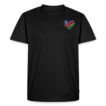 Cœur de drapeau de Namibie utilisé - T-shirt Premium bio Homme - noir - Devant - Nico (187cm)