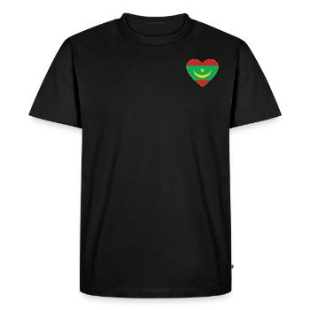 Mauritania Flag Heart - Men's Premium Organic T-Shirt - black - Front - Nico (187cm)