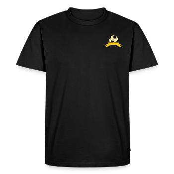 Nom de football bannière boucle jaune - T-shirt Premium bio Homme - noir - Devant - Nico (187cm)