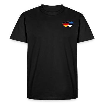 Allemagne Estonie Drapeau Coeur - T-shirt Premium bio Homme - noir - Devant - Nico (187cm)