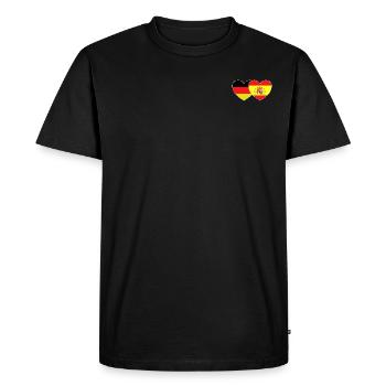 Allemagne Espagne Drapeau Cœur - T-shirt Premium bio Homme - noir - Devant - Nico (187cm)