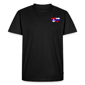 Serbie Russie Drapeau Cœur - T-shirt Premium bio Homme - noir - Devant - Nico (187cm)
