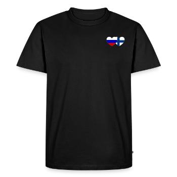 Russie Finlande Drapeau Cœur - T-shirt Premium bio Homme - noir - Devant - Nico (187cm)