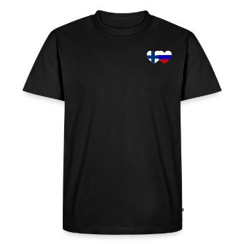 Finlande Russie Drapeau Cœur - T-shirt Premium bio Homme - noir - Devant - Nico (187cm)