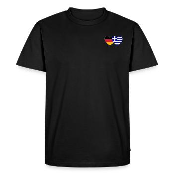 Allemagne Grèce Drapeau Cœur - T-shirt Premium bio Homme - noir - Devant - Nico (187cm)