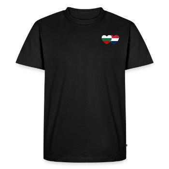 Bulgaria Holland Flag Heart - Men's Premium Organic T-Shirt - black - Front - Nico (187cm)