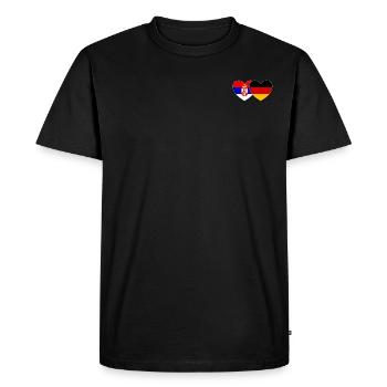 Serbie Allemagne Drapeau Cœur - T-shirt Premium bio Homme - noir - Devant - Nico (187cm)