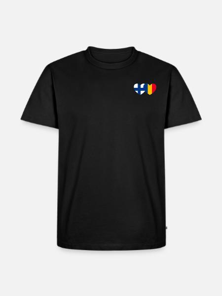 Finland Romania Flag Heart - Men's Premium Organic T-Shirt - black