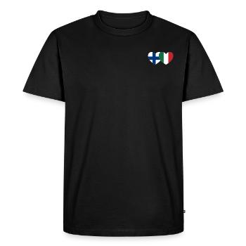 Finlande Italie Drapeau Coeur - T-shirt Premium bio Homme - noir - Devant - Nico (187cm)