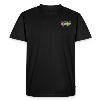Islande Suède Flag Coeur - T-shirt Premium bio Homme - noir - Devant - Nico (187cm)