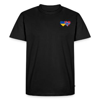 Ukraine Norvège Drapeau Coeur - T-shirt Premium bio Homme - noir - Devant - Nico (187cm)
