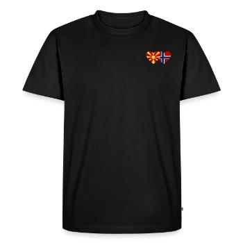 Macedonia Norway Flag Heart - Men's Premium Organic T-Shirt - black - Front - Nico (187cm)
