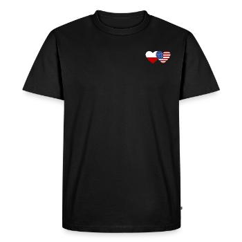 Poland USA Flag Heart - Men's Premium Organic T-Shirt - black - Front - Nico (187cm)