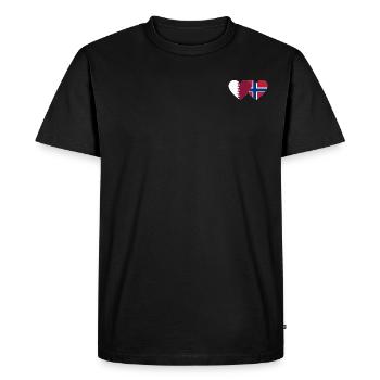 Qatar Norway Flag Heart - Men's Premium Organic T-Shirt - black - Front - Nico (187cm)