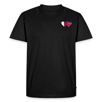 Qatar Islande Flag Coeur - T-shirt Premium bio Homme - noir - Devant - Nico (187cm)