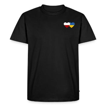Pologne Ukraine Flag Coeur - T-shirt Premium bio Homme - noir - Devant - Nico (187cm)