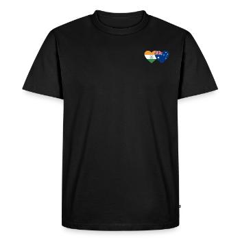 India Australia Flag Heart - Men's Premium Organic T-Shirt - black - Front - Nico (187cm)