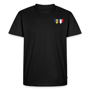Moldavie France Flag Coeur - T-shirt Premium bio Homme - noir - Devant - Nico (187cm)