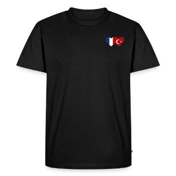 France Turkey Flag Heart - Men's Premium Organic T-Shirt - black - Front - Nico (187cm)