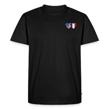 Drapeau USA France Coeur - T-shirt Premium bio Homme - noir - Devant - Nico (187cm)
