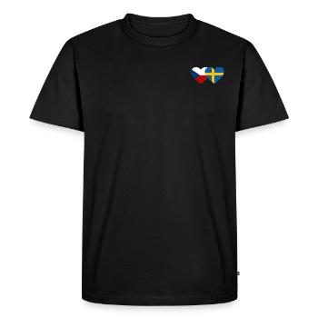 République tchèque Suède Flag Heart - T-shirt Premium bio Homme - noir - Devant - Nico (187cm)