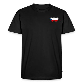 République tchèque Pologne Drapeau large - T-shirt Premium bio Homme - noir - Devant - Nico (187cm)