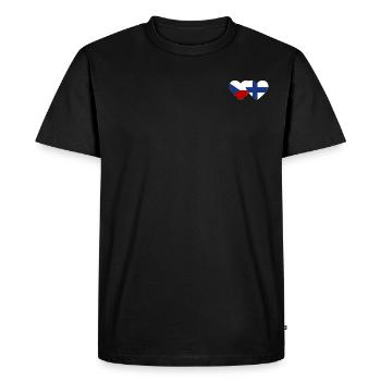 République tchèque Finlande Flag Heart - T-shirt Premium bio Homme - noir - Devant - Nico (187cm)