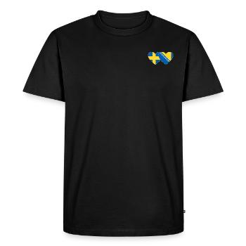 Suède Bosnie Flag Heart - T-shirt Premium bio Homme - noir - Devant - Nico (187cm)