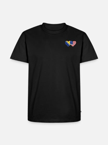 Bosnien USA Flagga Hjärta - Ekologisk premium-T-shirt herr - svart