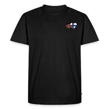 Kenya Finlande Flag Heart - T-shirt Premium bio Homme - noir - Devant - Nico (187cm)